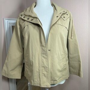 New York & Company Tan Utility Jacket Hooded Lightweight Small